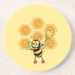 Dessous De Verre En Grès Bumble de miel mignonne abeille et peigne de miel 