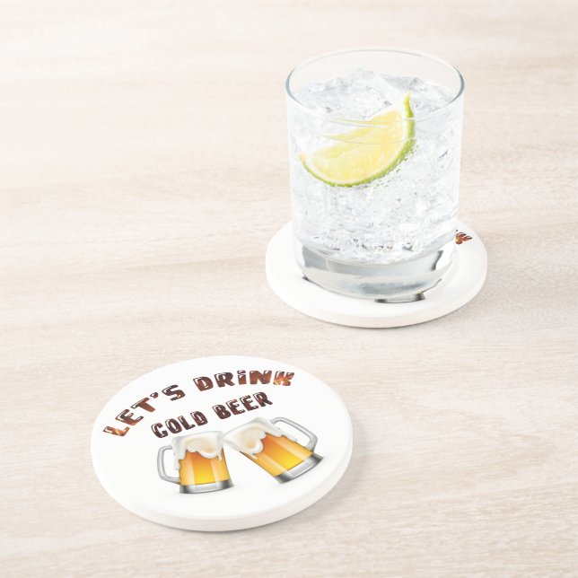 Dessous De Verre En Grès buvons de la bière dorée (Côté)