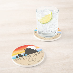 Dessous De Verre En Grès Cabo San Lucas Mexique Arch Retro Vintage Sunset