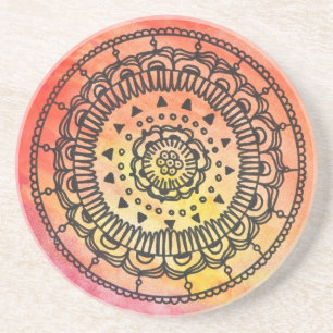 Dessous De Verre En Grès Caboteur chaud de mandala de Sun