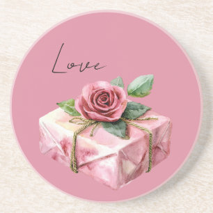 Dessous De Verre En Grès Cadeau d'amour Rose Fleur