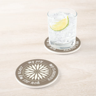 DESSOUS DE VERRE EN GRÈS CADEAU FLEUR MODERNE DE MAMAN PAPA SOEUR FILS PATR