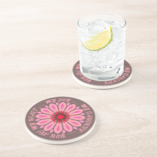 DESSOUS DE VERRE EN GRÈS CADEAU MODERNE FLEUR DE MAMAN PAPA SOEUR FILS PATR