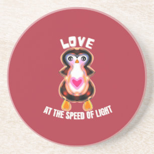 Dessous De Verre En Grès Cadeau Pingouin Amour à la Vitesse de la Lumière