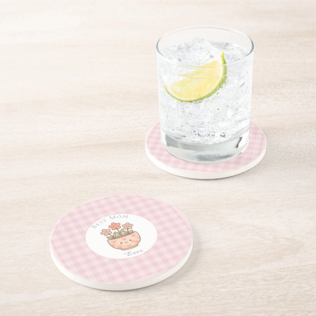 Dessous De Verre En Grès Cadeau pour maman, Meilleure maman qui soit, à car (Côté)