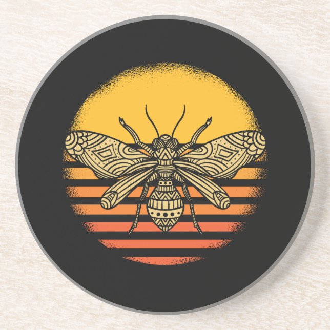 Dessous De Verre En Grès Cadeau Rétro Apiculture Apiculteur Abeille (Devant)