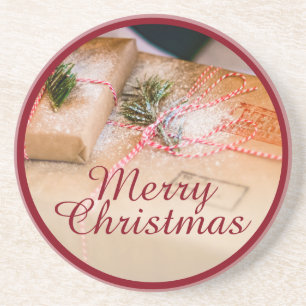 Dessous De Verre En Grès Cadeaux de fête comme motif de Noël