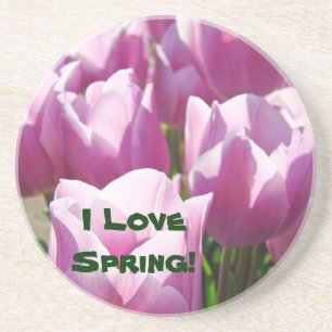 Dessous De Verre En Grès Cadeaux de fleurs de tulipe J'aime le printemps !