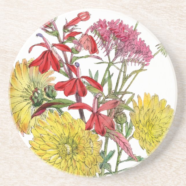 Dessous De Verre En Grès Cadeaux Floraux de Fête Printanière (Devant)