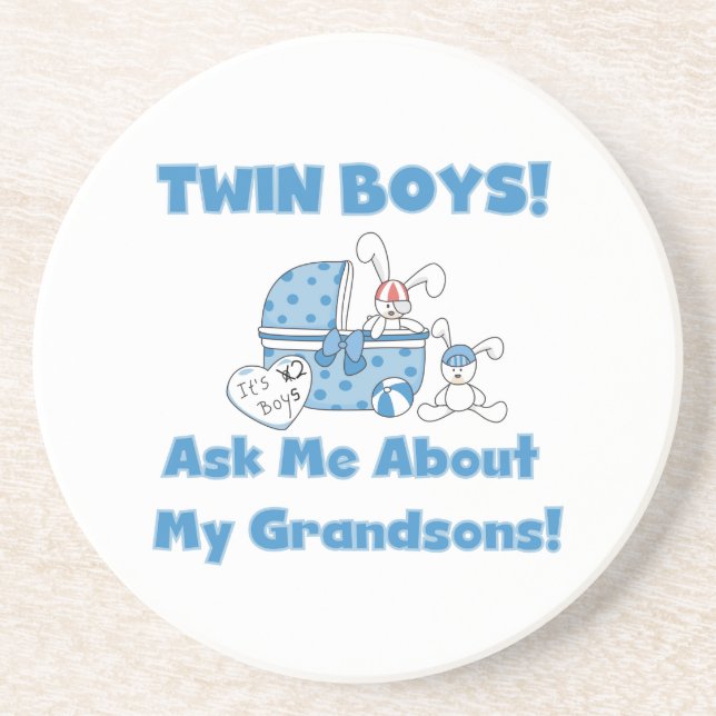 Dessous De Verre En Grès Cadeaux Twin Boy Grandsons (Devant)
