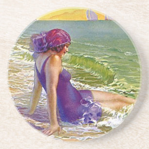 Dessous De Verre En Grès Cadeaux vintages de maillot de bain de prune de