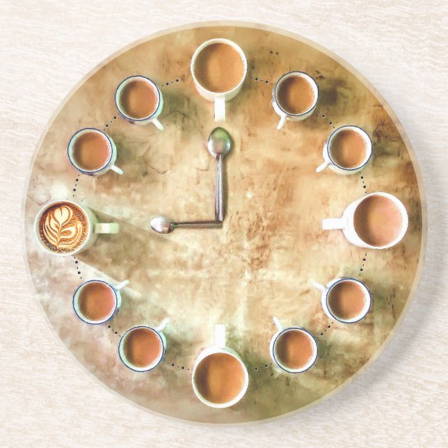 Dessous De Verre En Grès Cadran de tasse à café design temps du café (Devant)
