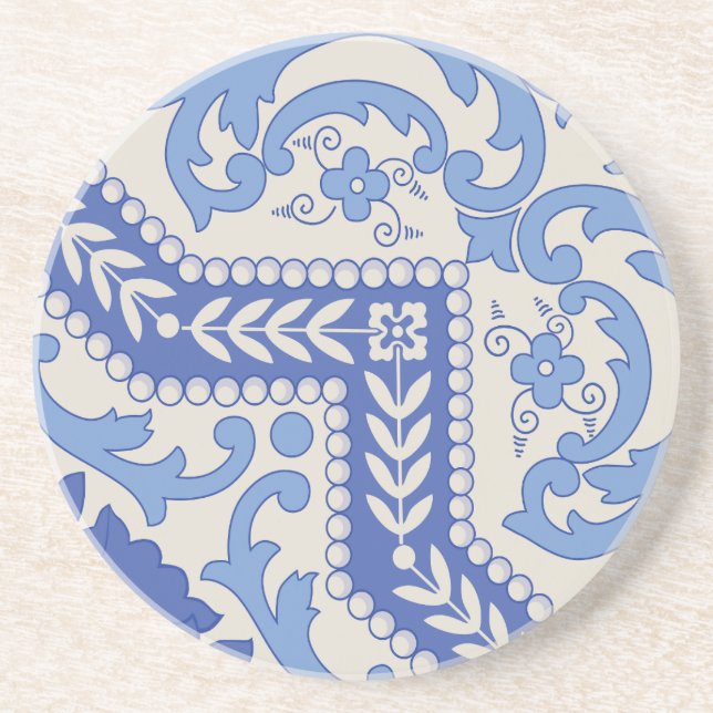 Dessous De Verre En Grès Cadre en perles botaniques (Devant)