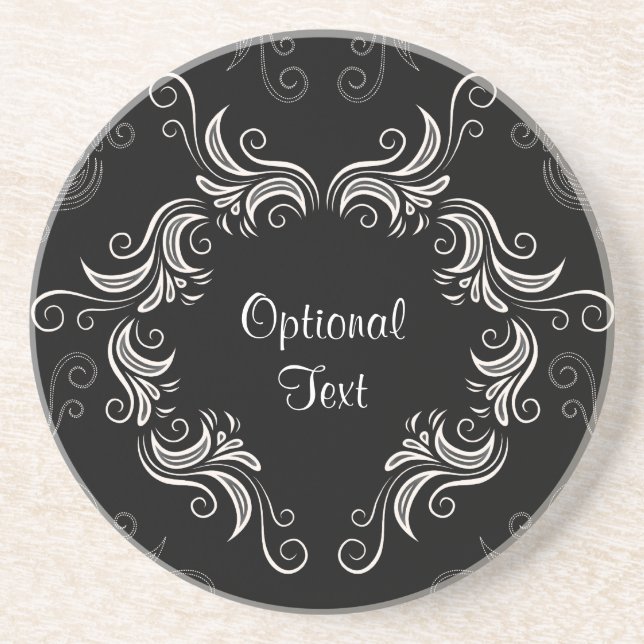 Dessous De Verre En Grès Cadres à perles noires et blanches (Devant)