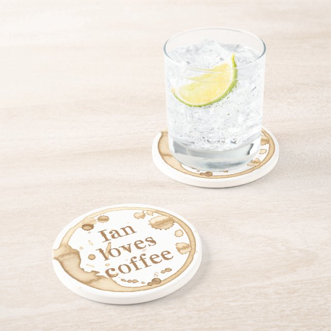 Dessous De Verre En Grès Café personnalisé Stains Grunge Texte amusant (Côté)