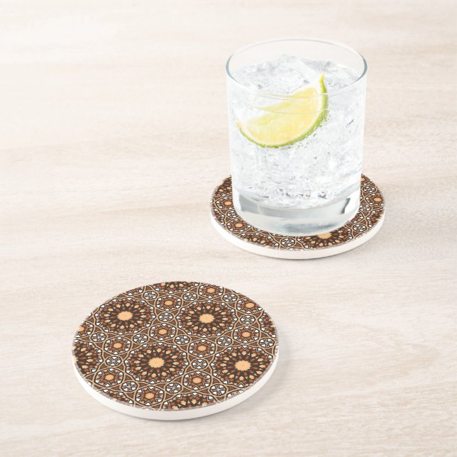 Dessous De Verre En Grès Café Soleil et Étoile (Côté)