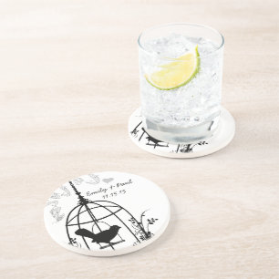 Dessous De Verre En Grès Cage à Oiseaux Noir Sous-verres Amour Vintage