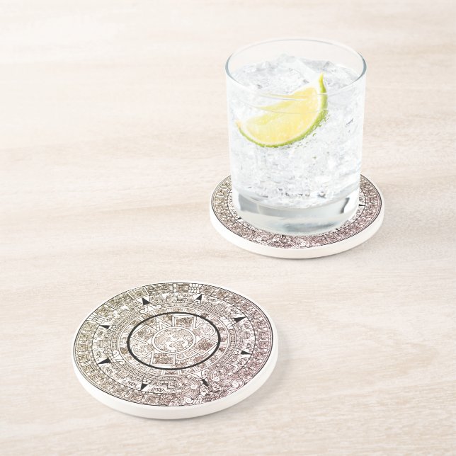 Dessous De Verre En Grès Calendrier du disque solaire Aztec (Côté)