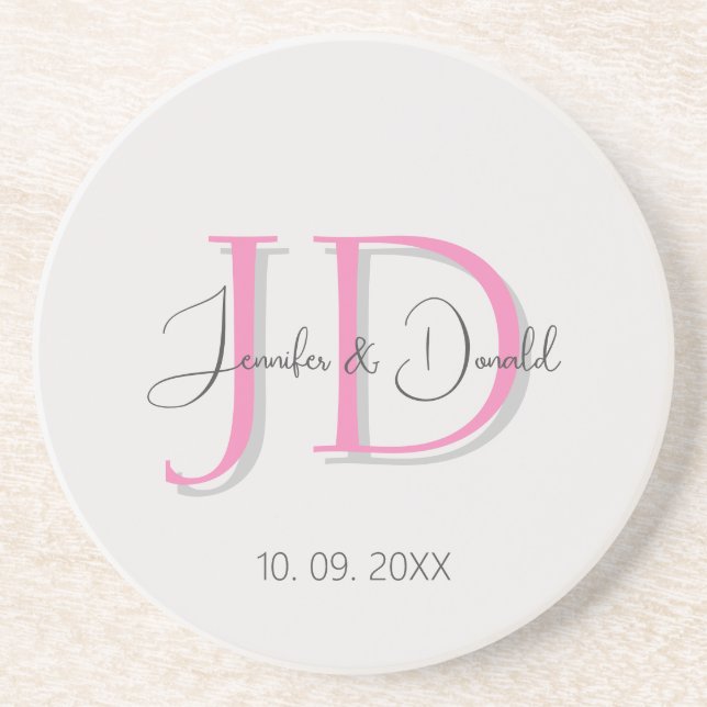 Dessous De Verre En Grès Calligraphie monogramme de script classique tendan (Devant)