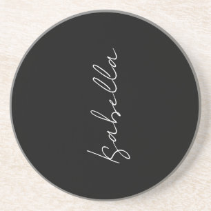 Dessous De Verre En Grès Calligraphie Noir Blanc Plaine Créative Nom modern