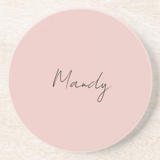 Dessous De Verre En Grès Calligraphie Rose Gold Élégant Simple Nom