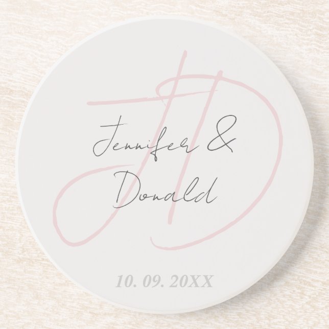 Dessous De Verre En Grès Calligraphie tendance monogramme de script classiq (Devant)