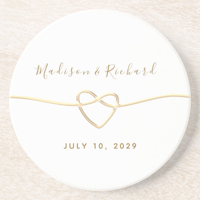 Dessous De Verre En Grès Calligraphy Gold Wedding Coaster (Devant)