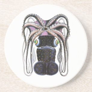 Dessous De Verre En Grès Calmar géant vintage ou poulpe, animal marin