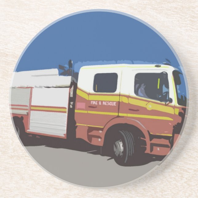 Dessous De Verre En Grès Camion de pompiers (Devant)