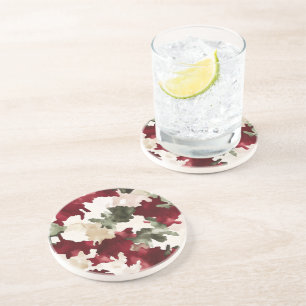 Dessous De Verre En Grès Camo Crème Rouge Vert