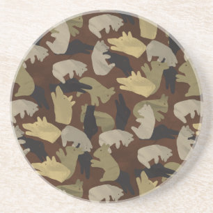 Dessous De Verre En Grès Camouflage animal Silhouette Brown