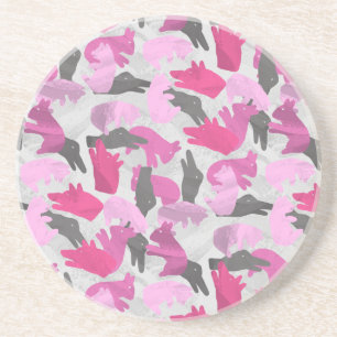 Dessous De Verre En Grès Camouflage animal Silhouette rose