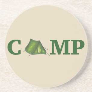 Dessous De Verre En Grès CAMP Camping vert tente extérieure Randonnée d'été
