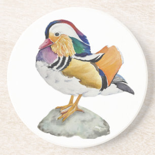 Dessous De Verre En Grès Canard mandarin à l'aquarelle