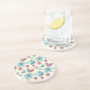 Dessous De Verre En Grès Canard Mignon Motif Floral Esthétique Pastel Kawai