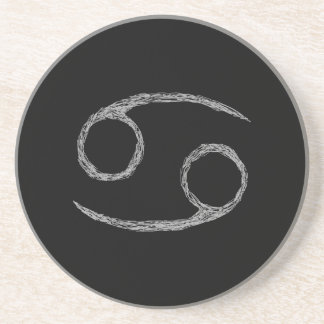 Dessous De Verre En Grès Cancer. Signe d'astrologie de zodiaque. Noir