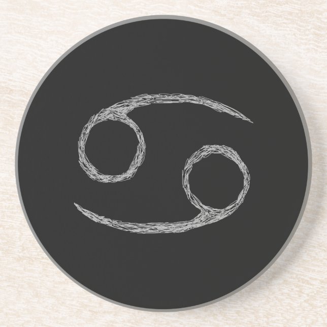 Dessous De Verre En Grès Cancer. Signe d'astrologie de zodiaque. Noir (Devant)