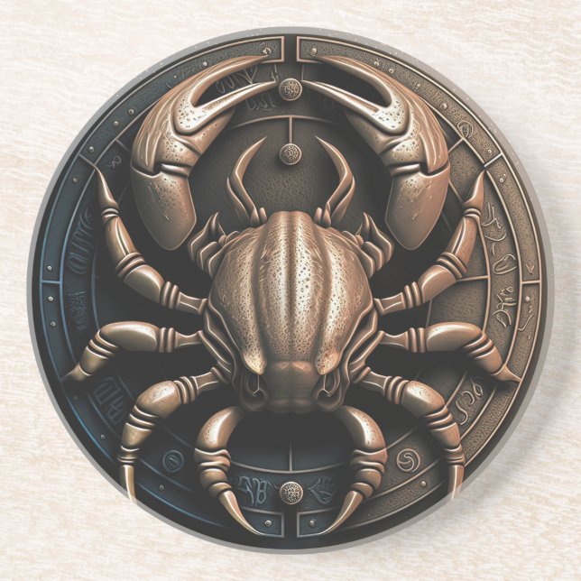 Dessous De Verre En Grès Cancer Symbole zodiaque Cancer Horoscope (Devant)