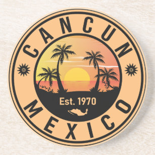 Dessous De Verre En Grès Cancun Mexique Retro Sunset Vintage voyage Souveni