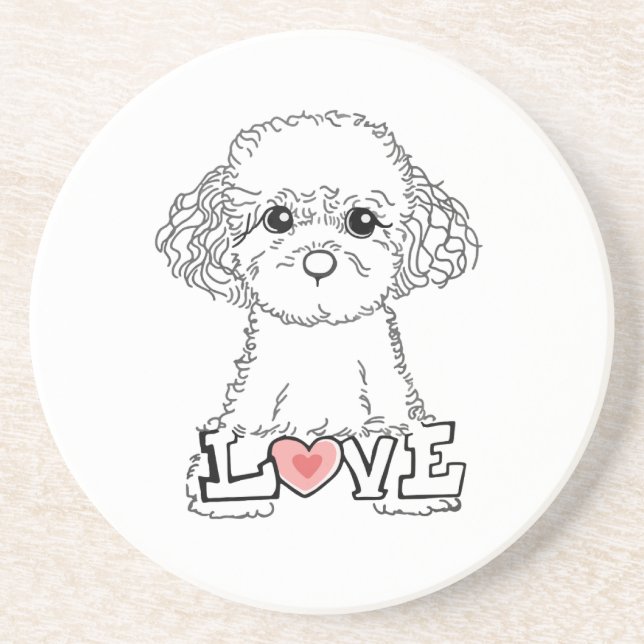 Dessous De Verre En Grès Caniche avec amour (Devant)