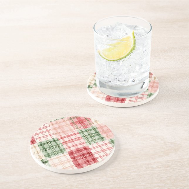 Dessous De Verre En Grès Canneberges vertes rouges blanches (Côté)