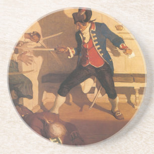 Dessous De Verre En Grès Capitaine pirate vintage, combat d'épée par NC Wye