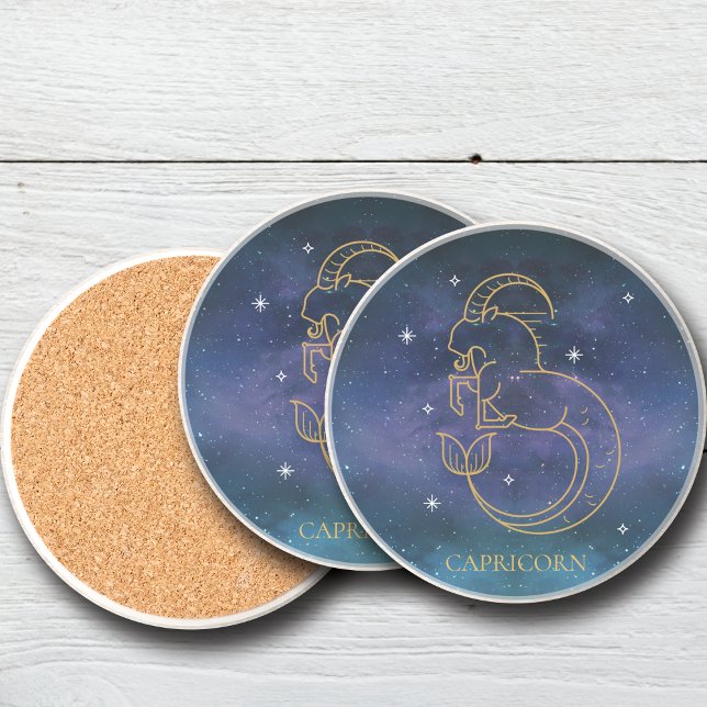 Dessous De Verre En Grès Capricorne signe Zodiac Constellation décorative (Capricorn Zodiac Sign Constellation Decorative Coaster)