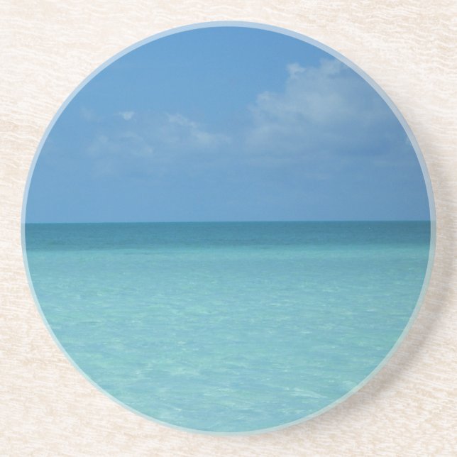 Dessous De Verre En Grès Caraïbes Horizon Tropical Turquoise Bleu (Devant)