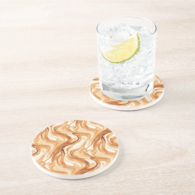 Dessous De Verre En Grès Caramel Carmel Candy Swirls (Côté)