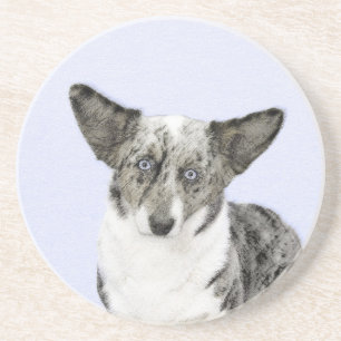 Dessous De Verre En Grès Cardigan Welsh Corgi Peinture - Art Chien original