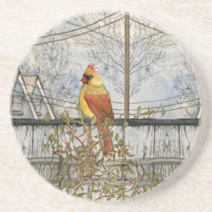 Dessous De Verre En Grès Cardinal féminine dans le Dessous de verre de grès