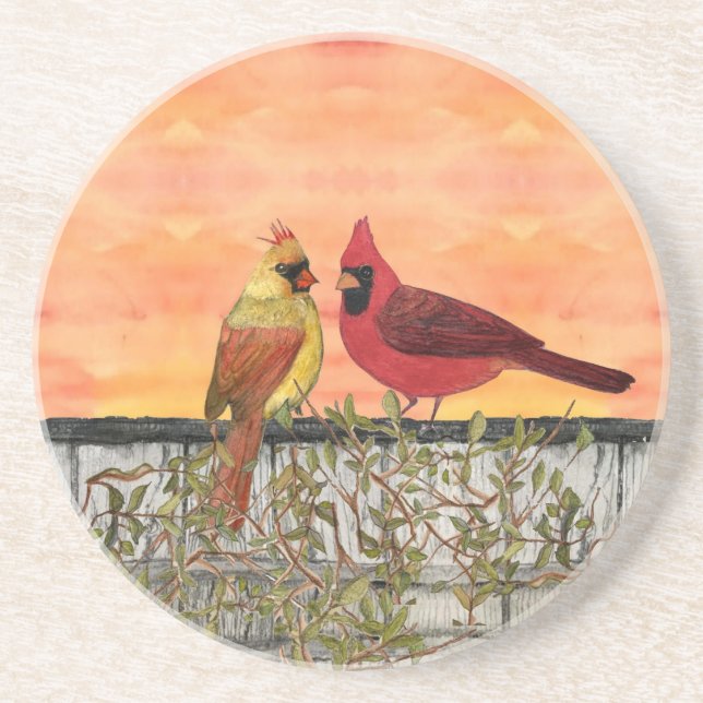 Dessous De Verre En Grès Cardinal Lovebirds Sandstone Coaster (Devant)