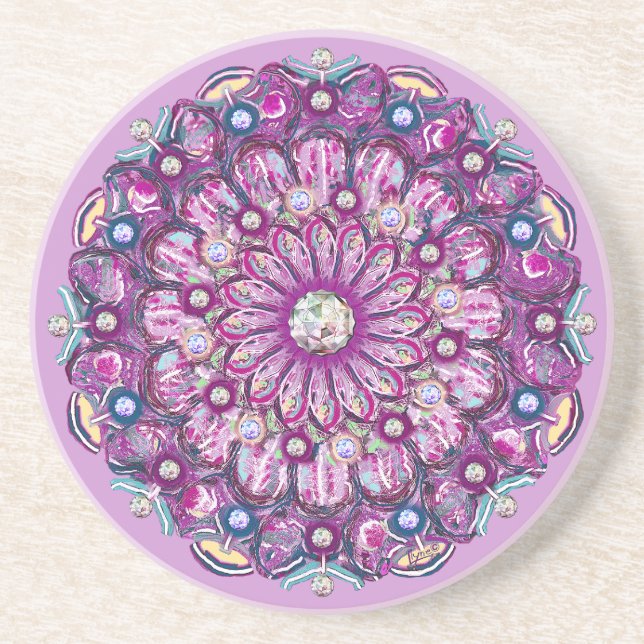 Dessous De Verre En Grès Cardinal Red Rosace (Devant)