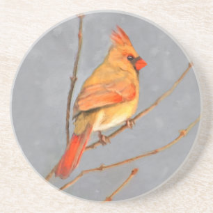 Dessous De Verre En Grès Cardinal sur la peinture de branche - Art original